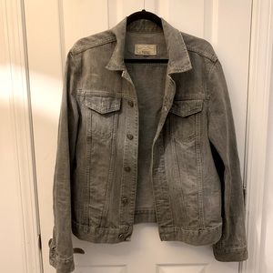 L #AllSaints light black slightly distressed denim jacket.